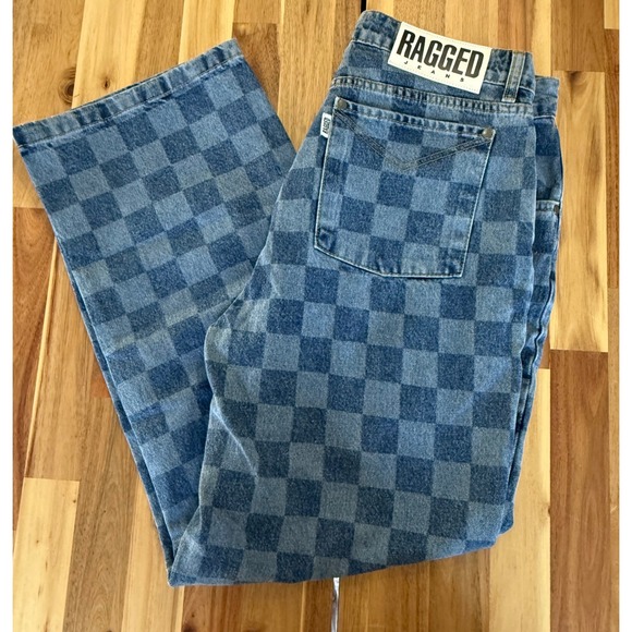 The Ragged Priest Denim - RAGGED PRIEST JEANS Womens 32 Checkerboard print Wide Leg Denim Retro 90s Inspo